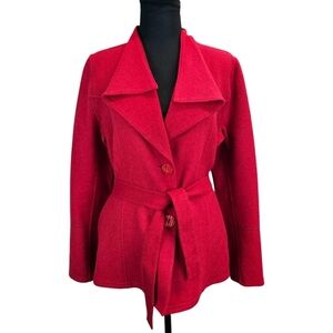 SOL Baby Alpaca + Merino Wool Belted Coat In Red Sz Medium Luxury Old Money